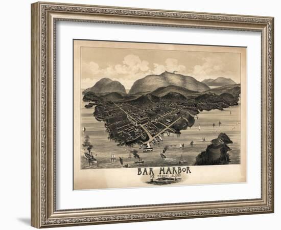 Bar Harbor, Maine - Panoramic Map-Lantern Press-Framed Art Print