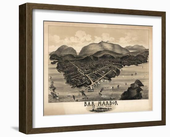 Bar Harbor, Maine - Panoramic Map-Lantern Press-Framed Art Print