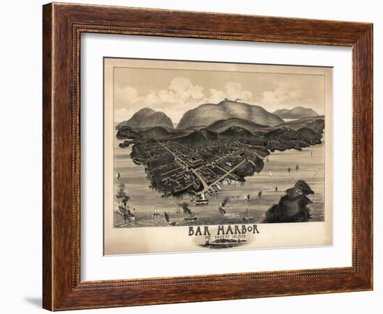 Bar Harbor, Maine - Panoramic Map-Lantern Press-Framed Art Print