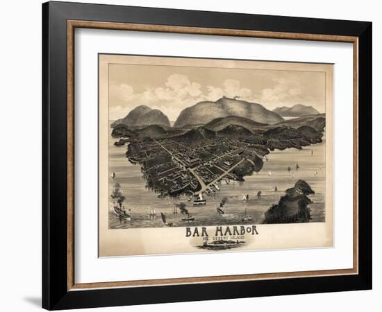 Bar Harbor, Maine - Panoramic Map-Lantern Press-Framed Art Print