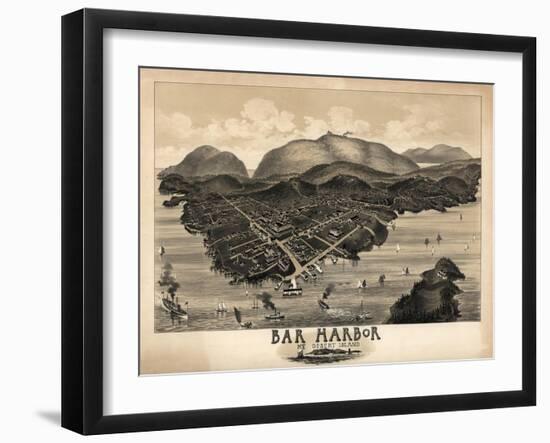 Bar Harbor, Maine - Panoramic Map-Lantern Press-Framed Art Print