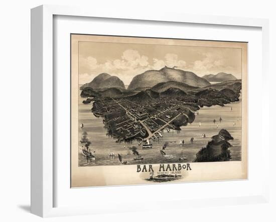 Bar Harbor, Maine - Panoramic Map-Lantern Press-Framed Art Print