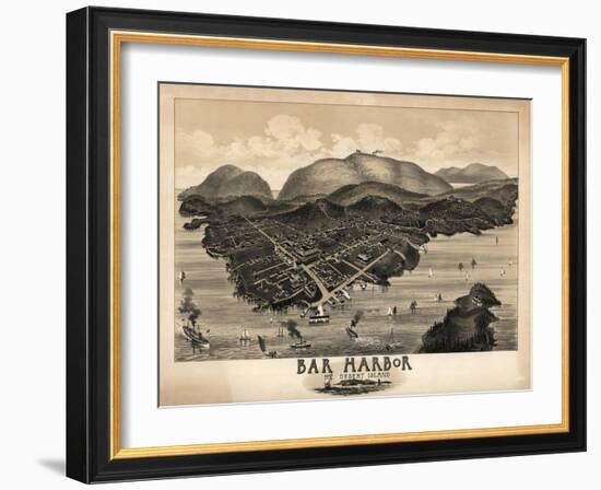 Bar Harbor, Maine - Panoramic Map-Lantern Press-Framed Art Print