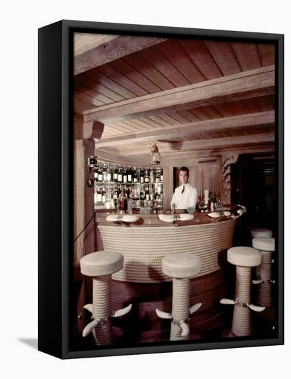 Bar on the Ship 'Christina O' Owned by Shipping Magnate Aristotle Onassis, 1954-Dmitri Kessel-Framed Premier Image Canvas