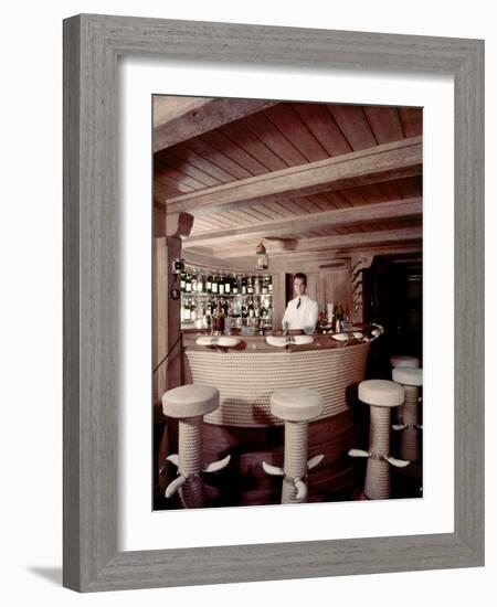 Bar on the Ship 'Christina O' Owned by Shipping Magnate Aristotle Onassis, 1954-Dmitri Kessel-Framed Photographic Print