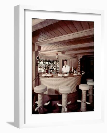 Bar on the Ship 'Christina O' Owned by Shipping Magnate Aristotle Onassis, 1954-Dmitri Kessel-Framed Photographic Print