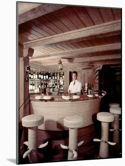 Bar on the Ship 'Christina O' Owned by Shipping Magnate Aristotle Onassis, 1954-Dmitri Kessel-Mounted Photographic Print