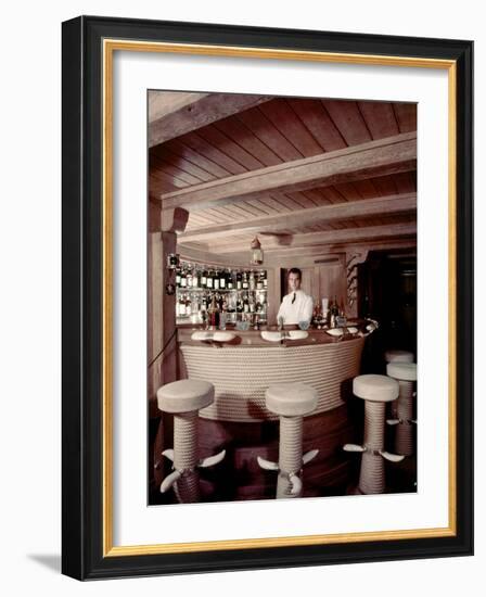 Bar on the Ship 'Christina O' Owned by Shipping Magnate Aristotle Onassis, 1954-Dmitri Kessel-Framed Photographic Print