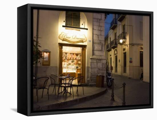Bar, Piazza Duomo, Evening, Cefalu, Sicily, Italy, Europe-Martin Child-Framed Premier Image Canvas
