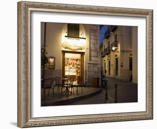 Bar, Piazza Duomo, Evening, Cefalu, Sicily, Italy, Europe-Martin Child-Framed Photographic Print