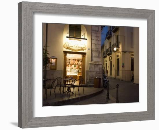 Bar, Piazza Duomo, Evening, Cefalu, Sicily, Italy, Europe-Martin Child-Framed Photographic Print