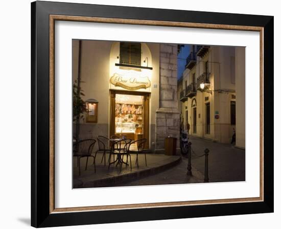 Bar, Piazza Duomo, Evening, Cefalu, Sicily, Italy, Europe-Martin Child-Framed Photographic Print