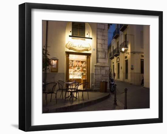 Bar, Piazza Duomo, Evening, Cefalu, Sicily, Italy, Europe-Martin Child-Framed Photographic Print