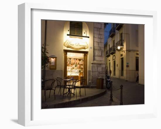 Bar, Piazza Duomo, Evening, Cefalu, Sicily, Italy, Europe-Martin Child-Framed Photographic Print