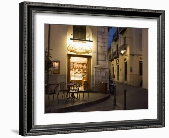 Bar, Piazza Duomo, Evening, Cefalu, Sicily, Italy, Europe-Martin Child-Framed Photographic Print