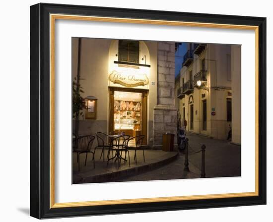 Bar, Piazza Duomo, Evening, Cefalu, Sicily, Italy, Europe-Martin Child-Framed Photographic Print