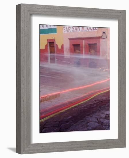 Bar San Miguel Entrance with Car Taillights, San Miguel De Allende, Mexico-Nancy Rotenberg-Framed Photographic Print