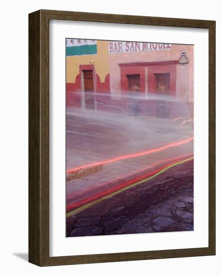 Bar San Miguel Entrance with Car Taillights, San Miguel De Allende, Mexico-Nancy Rotenberg-Framed Photographic Print