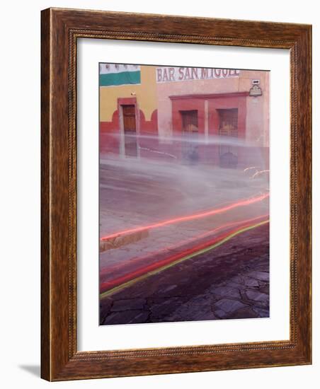 Bar San Miguel Entrance with Car Taillights, San Miguel De Allende, Mexico-Nancy Rotenberg-Framed Photographic Print