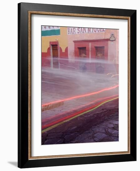 Bar San Miguel Entrance with Car Taillights, San Miguel De Allende, Mexico-Nancy Rotenberg-Framed Photographic Print
