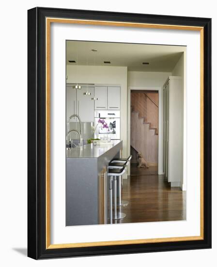 Bar Stools at Breakfast Bar in Kitchen of Usa Home-Stacy Bass-Framed Photo