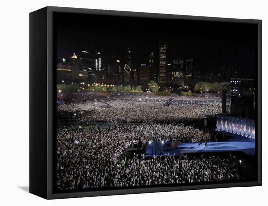 Barack Obama and Family Walk onto the Stage at His Election Night Party at Grant Park in Chicago-null-Framed Premier Image Canvas