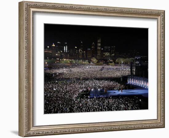 Barack Obama and Family Walk onto the Stage at His Election Night Party at Grant Park in Chicago-null-Framed Photographic Print