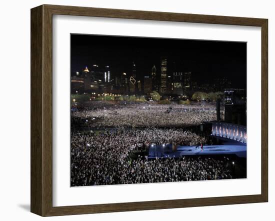 Barack Obama and Family Walk onto the Stage at His Election Night Party at Grant Park in Chicago-null-Framed Photographic Print