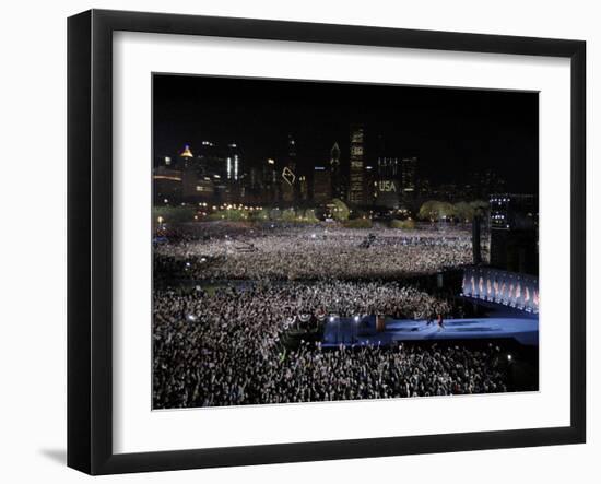Barack Obama and Family Walk onto the Stage at His Election Night Party at Grant Park in Chicago-null-Framed Photographic Print