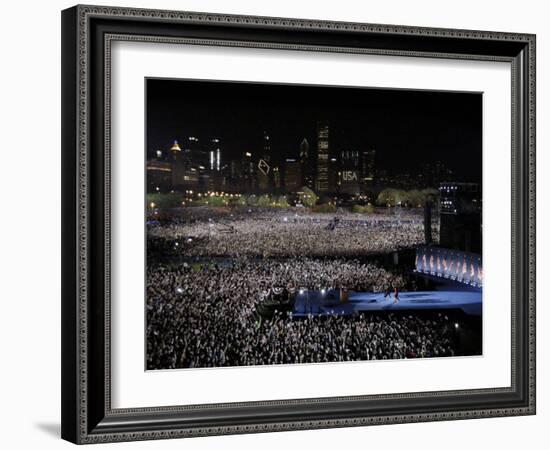 Barack Obama and Family Walk onto the Stage at His Election Night Party at Grant Park in Chicago-null-Framed Photographic Print