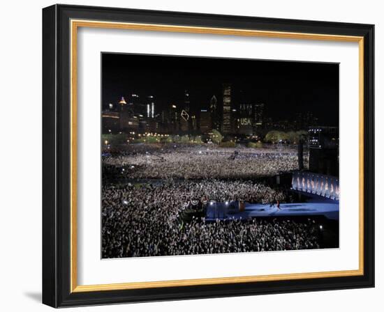 Barack Obama and Family Walk onto the Stage at His Election Night Party at Grant Park in Chicago-null-Framed Photographic Print