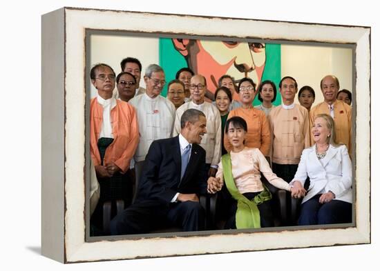 Barack Obama and Hillary Rodham Clinton with Aung San Suu Ky-null-Framed Stretched Canvas