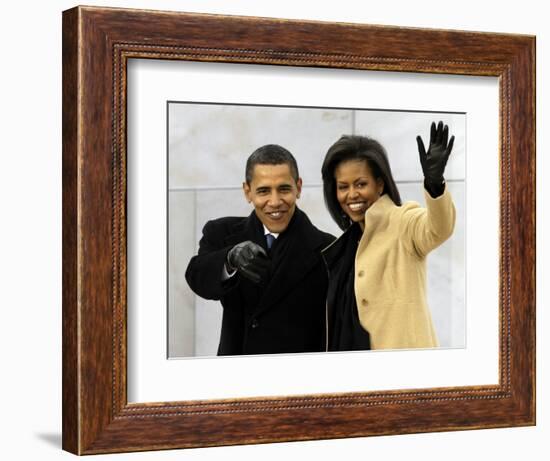 Barack Obama and His Wife Arrive at the Opening Inaugural Celebration at the Lincoln Memorial-null-Framed Photographic Print