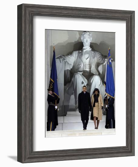 Barack Obama and His Wife Arrive at the Opening Inaugural Celebration at the Lincoln Memorial-null-Framed Photographic Print