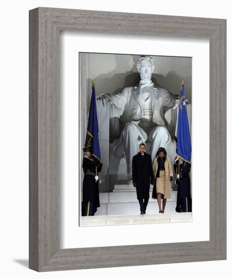 Barack Obama and His Wife Arrive at the Opening Inaugural Celebration at the Lincoln Memorial-null-Framed Photographic Print