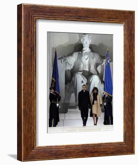 Barack Obama and His Wife Arrive at the Opening Inaugural Celebration at the Lincoln Memorial-null-Framed Photographic Print