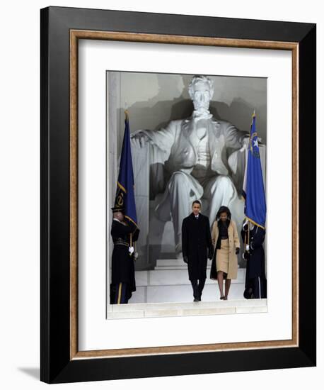 Barack Obama and His Wife Arrive at the Opening Inaugural Celebration at the Lincoln Memorial-null-Framed Photographic Print