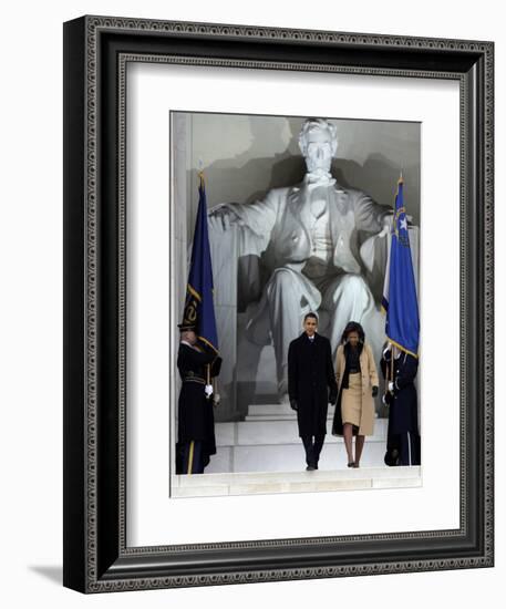 Barack Obama and His Wife Arrive at the Opening Inaugural Celebration at the Lincoln Memorial-null-Framed Photographic Print