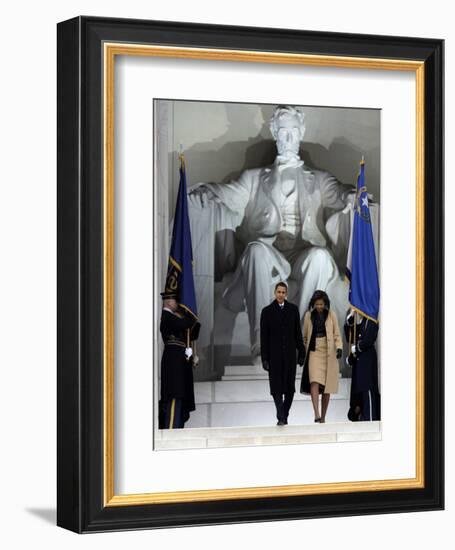 Barack Obama and His Wife Arrive at the Opening Inaugural Celebration at the Lincoln Memorial-null-Framed Photographic Print