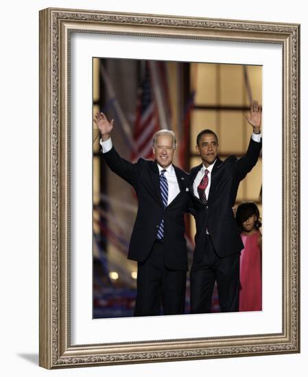 Barack Obama and Joe Biden at the Democratic National Convention 2008, Denver, CO-null-Framed Photographic Print