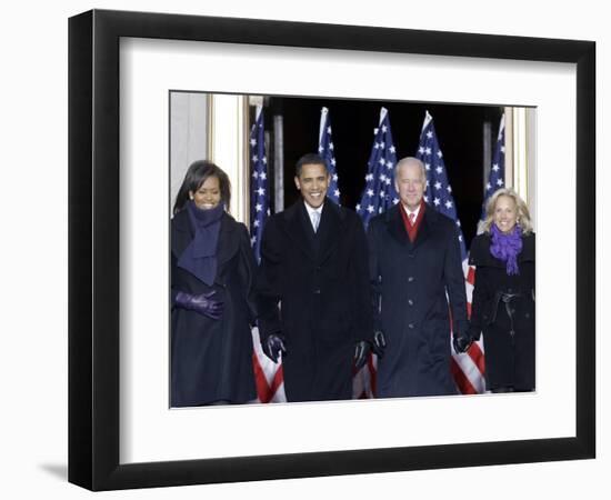 Barack Obama and the Joe Biden, Along with Their Wives, are Introduced at the War Memorial Plaza-null-Framed Photographic Print