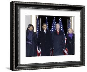 Barack Obama and the Joe Biden, Along with Their Wives, are Introduced at the War Memorial Plaza-null-Framed Photographic Print
