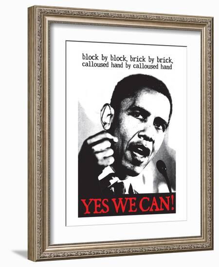 Barack Obama, Block By Block, Brick By Brick-null-Framed Art Print