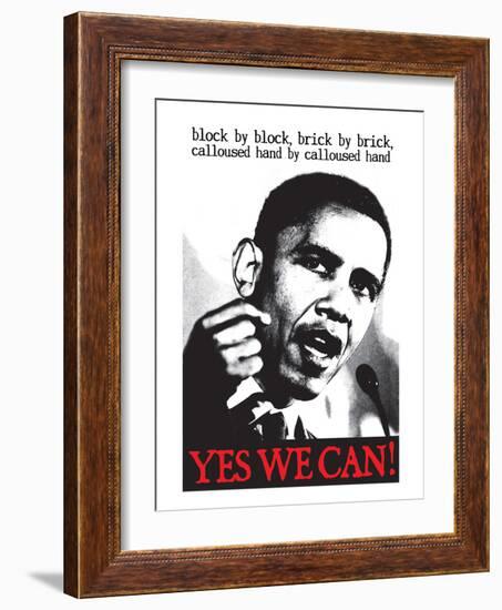 Barack Obama, Block By Block, Brick By Brick-null-Framed Art Print