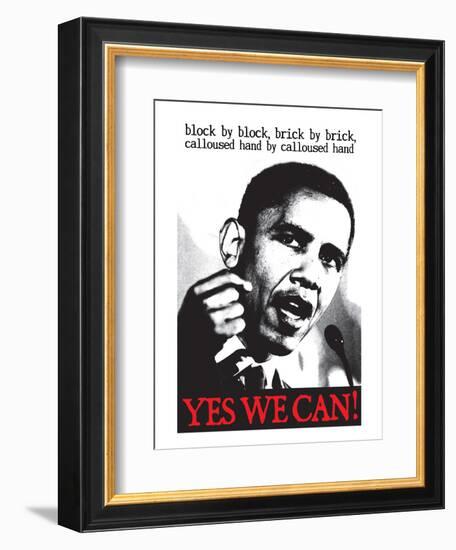 Barack Obama, Block By Block, Brick By Brick-null-Framed Art Print