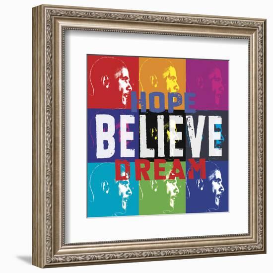 Barack Obama: Hope, Believe, Dream-Celebrity Photography-Framed Art Print