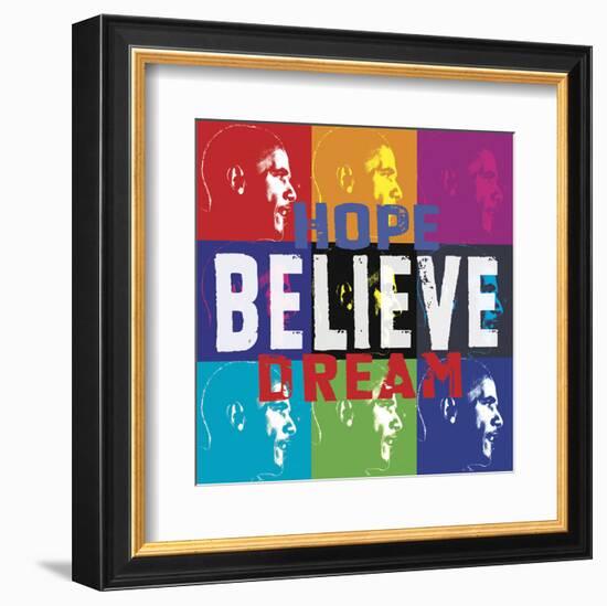 Barack Obama: Hope, Believe, Dream-Celebrity Photography-Framed Art Print