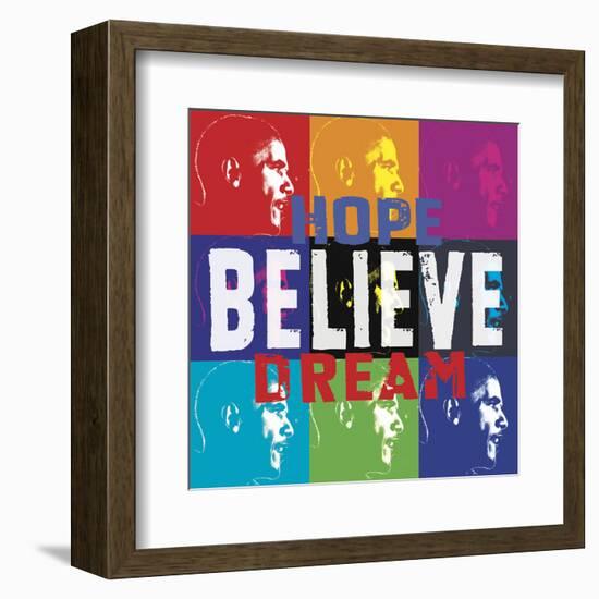 Barack Obama: Hope, Believe, Dream-Celebrity Photography-Framed Art Print