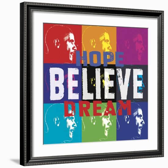 Barack Obama: Hope, Believe, Dream-Celebrity Photography-Framed Art Print