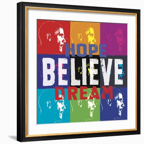 Barack Obama: Hope, Believe, Dream-Celebrity Photography-Framed Art Print